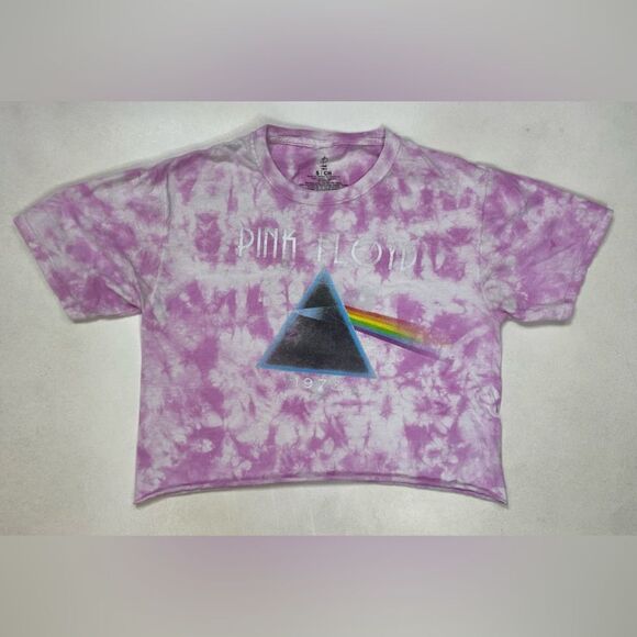 Pink Floyd Crop Graphic T-shirt Women Small Pink Tie Dye Short Sleeve - Picture 1 of 5